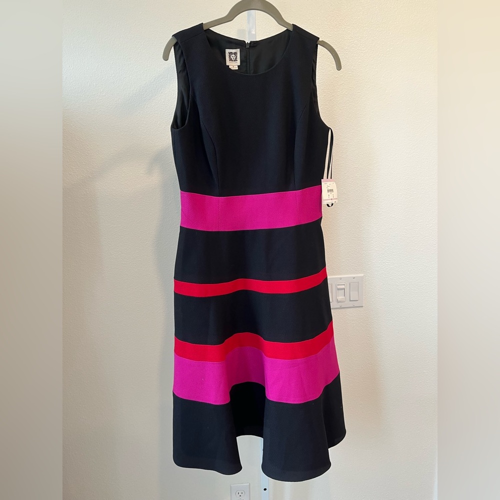 NWT Anne Klein Black Dress with Pink and Red Accents